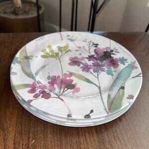 Set of 4 SHABBY CHIC Spring Floral Lilac Melamine salad plates
